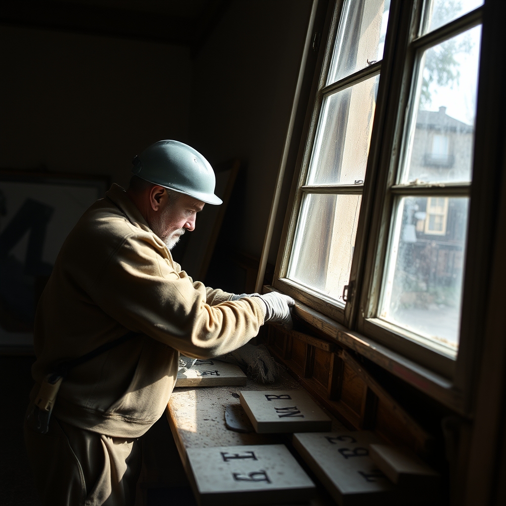Restauration de vitrail en cours de pose (illustration)