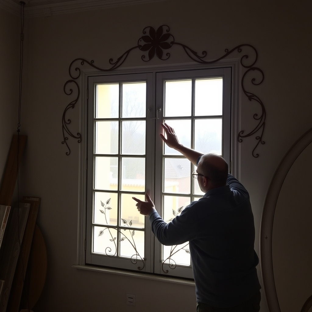 Verrière décorative en cours de pose (illustration)